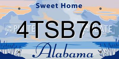 4TSB76 Alabama License Plate