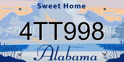 4TT998 Alabama License Plate