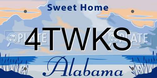 4TWKS Alabama License Plate