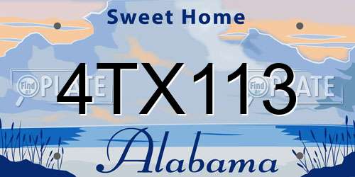 4TX113 Alabama License Plate