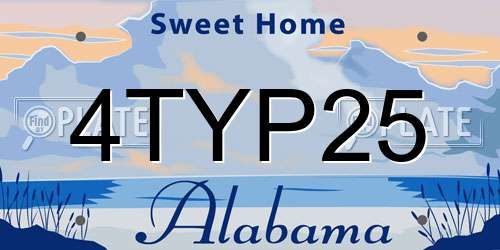 4TYP25 Alabama License Plate