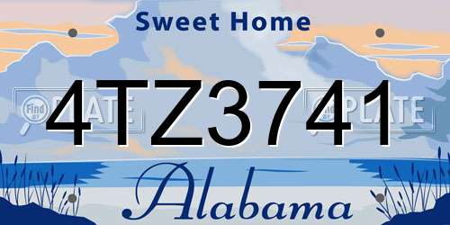 4TZ3741 Alabama License Plate