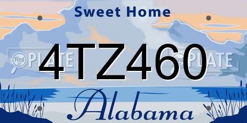 4TZ460 Alabama License Plate