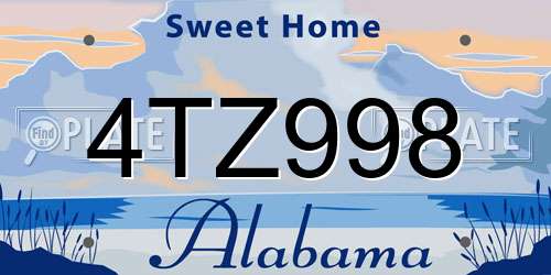 4TZ998 Alabama License Plate