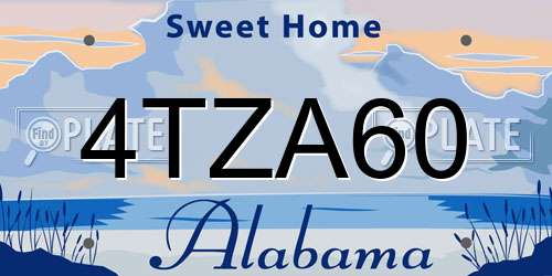 4TZA60 Alabama License Plate