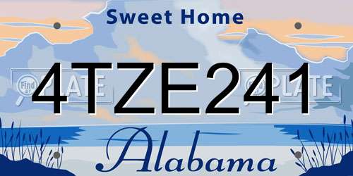 4TZE241 Alabama License Plate