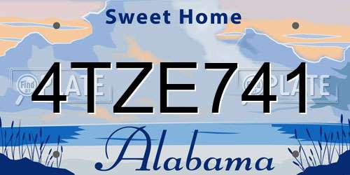 4TZE741 Alabama License Plate