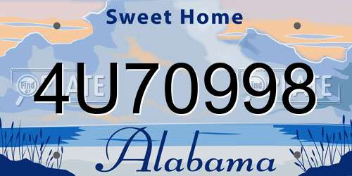 4U70998 Alabama License Plate