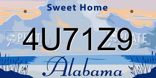 4U71Z9 Alabama License Plate