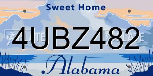 4UBZ482 Alabama License Plate