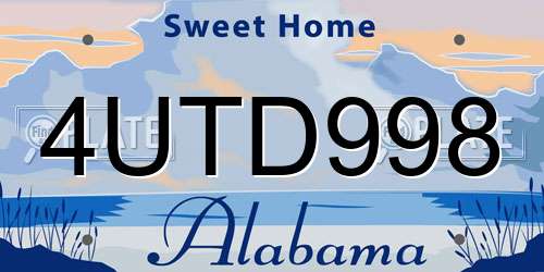 4UTD998 Alabama License Plate