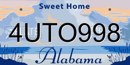 4UTO998 Alabama License Plate