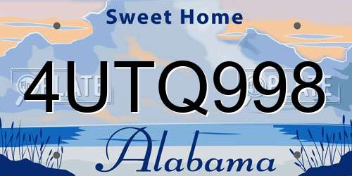 4UTQ998 Alabama License Plate