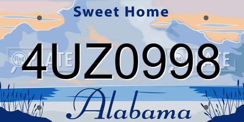 4UZ0998 Alabama License Plate