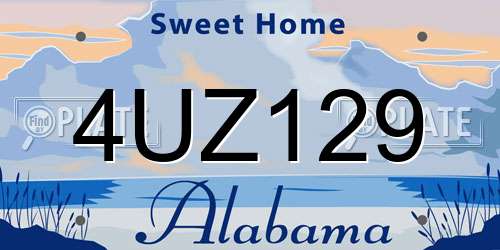 4UZ129 Alabama License Plate