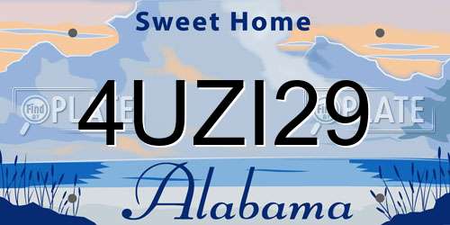 4UZI29 Alabama License Plate