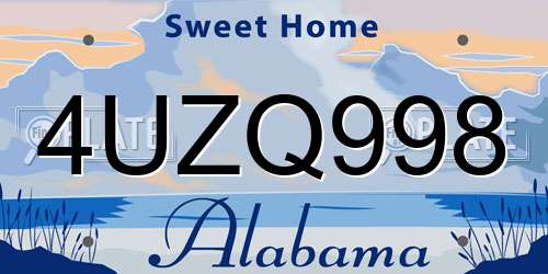 4UZQ998 Alabama License Plate