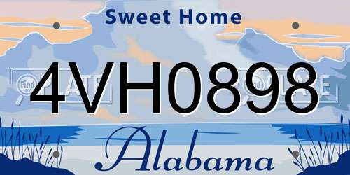 4VH0898 Alabama License Plate