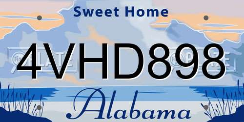 4VHD898 Alabama License Plate