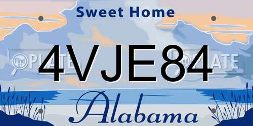 4VJE84 Alabama License Plate