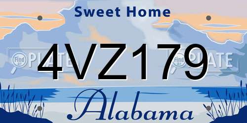 4VZ179 Alabama License Plate