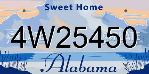4W25450 Alabama License Plate