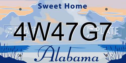 4W47G7 Alabama License Plate