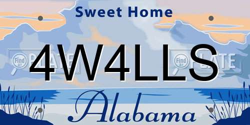 4W4LLS Alabama License Plate
