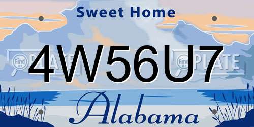 4W56U7 Alabama License Plate