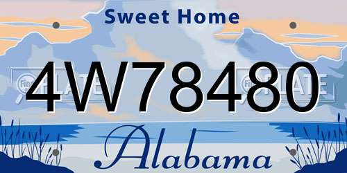 4W78480 Alabama License Plate