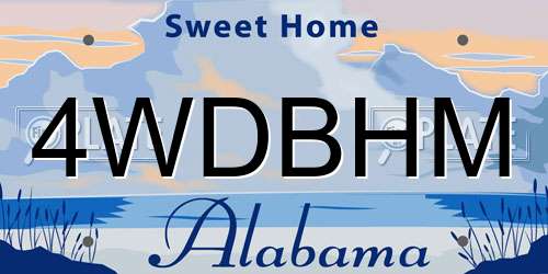 4WDBHM Alabama License Plate