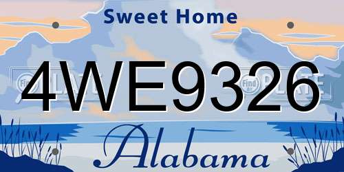 4WE9326 Alabama License Plate