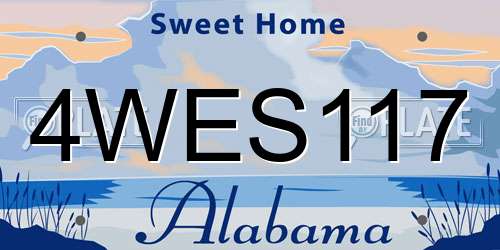 4WES117 Alabama License Plate