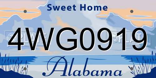 4WG0919 Alabama License Plate