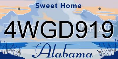 4WGD919 Alabama License Plate