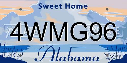 4WMG96 Alabama License Plate