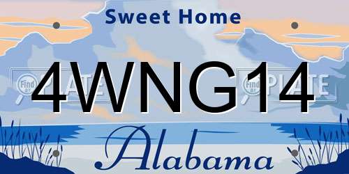 4WNG14 Alabama License Plate