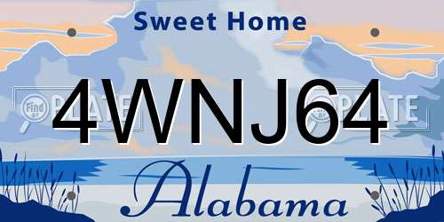 4WNJ64 Alabama License Plate