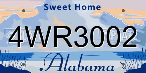4WR3002 Alabama License Plate