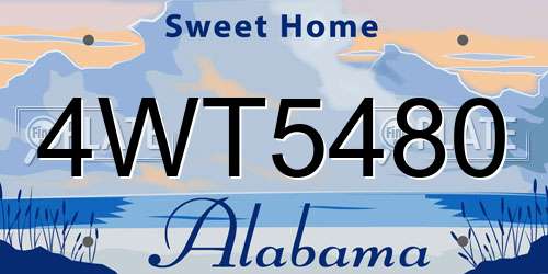 4WT5480 Alabama License Plate