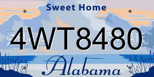 4WT8480 Alabama License Plate