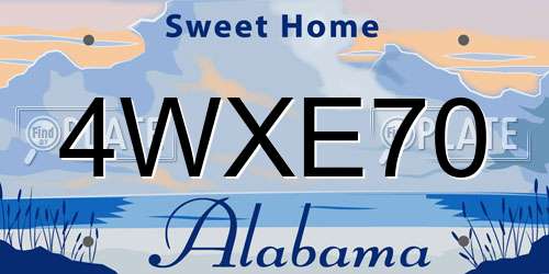 4WXE70 Alabama License Plate