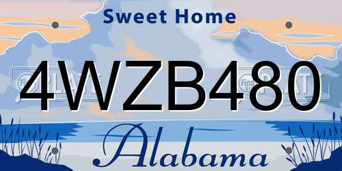 4WZB480 Alabama License Plate