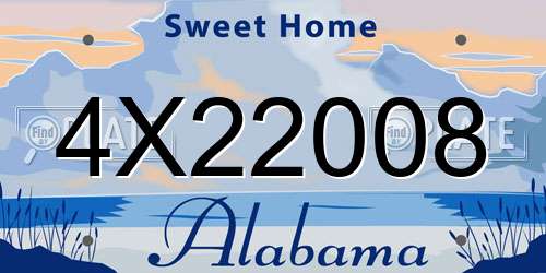 4X22008 Alabama License Plate