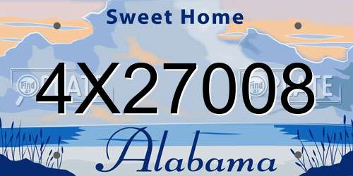 4X27008 Alabama License Plate