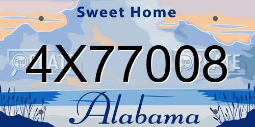 4X77008 Alabama License Plate