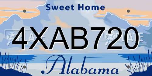 4XAB720 Alabama License Plate