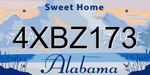4XBZ173 Alabama License Plate