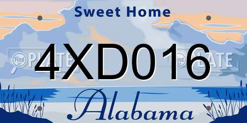 4XD016 Alabama License Plate