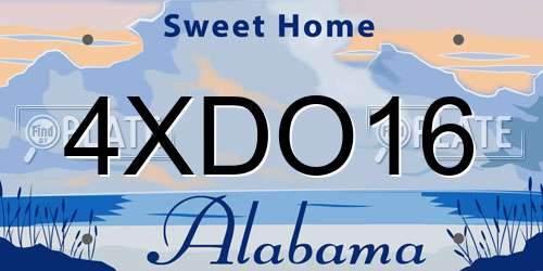 4XDO16 Alabama License Plate